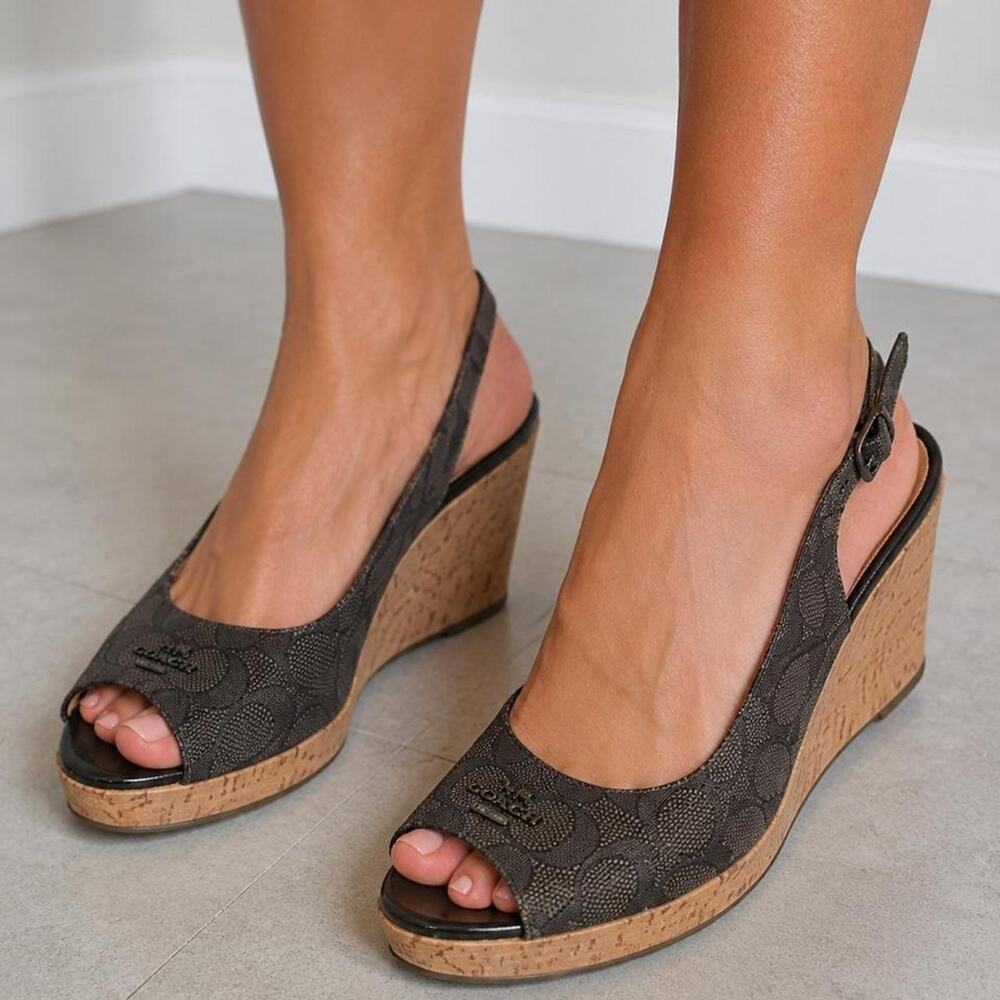 Coach brown black peep